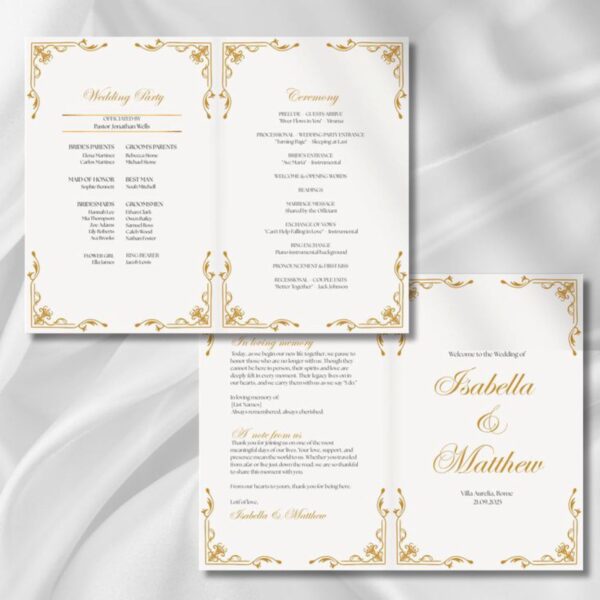 A4 BI FOLD WEDDING PROGRAME